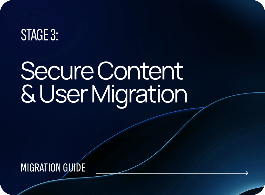 A thumbnail image for stage three of the migration process with the text that reads "Secure content".
